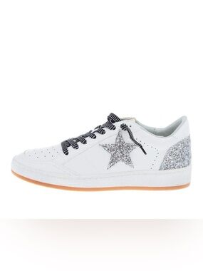 ShuShop White Paz Sneakers with Silver Glitter Star NWT